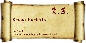 Krupa Borbála névjegykártya